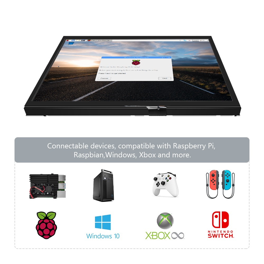 Raspberry Pi 10.1 Inch Capacitive Touch Screen Ips - LCD HDMI 10.1 inci (H) Monitor